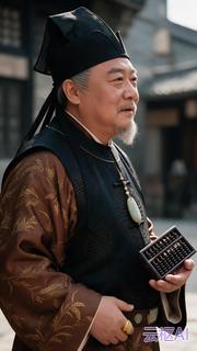 《账本里的天下》周满仓 侧面定妆图（粮商 · 主要对手 · 符号：粮与朱砂）