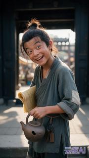 《账本里的天下》小豆子 正面定妆定妆图（杂役 · 情报 · 符号：糖与沙子）